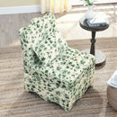 Elegant Flannel Single Dining Chair with Soft Seat Cushion and Backrest, Green, Wood Frame