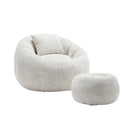 COOLMORE Modern Extra Large Round Bean Bag Chair with Footrest for Living Room, Chenille Fabric Lazy Sofa with Pillow for Adults, Teenagers,Child, Suitable for Bedroom, Dormitory, Study Room