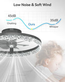 20 Inch Black Low Profile Ceiling Fan With Remote Dimmable