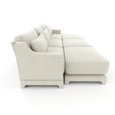 Elegant Three-Seater Sofa with Movable Ottomans, Lumbar Pillow, Chenille Fabric, Wooden Base, Beige
