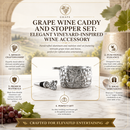 Grape Wine Caddy and Stopper Set