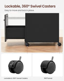 Mobile File Cabinet With Wheels 2 Drawers Open Shelf Charcoal Gray And Ink Black
