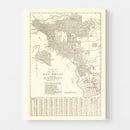 Vintage Map of San Diego, California 1914