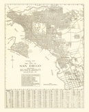 Vintage Map of San Diego, California 1914