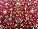 Pak Persian Rug 9x12, Red and Navy Blue, Floral Allover, Hand Knotted Vintage Wool Carpet, Fine 260 KPSI
