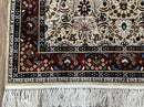 Fine Sino-Persian Silk Rug 3x5, High Quality Silk Carpet, Handmade Small Silk Rug, Allover Repeated Motif, Tan Maroon Blue Vintage Silk Rug