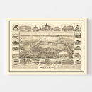 Vintage Map of Modesto, California 1888