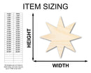 Unfinished Wood 8-Pointed Star Shape | DIY Craft Cutout | Up to 36"