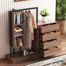 Wardrobe with 4 Drawers and 3 Shelves,Espresso