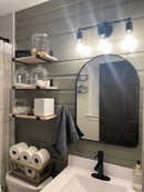 24x36 Inch Black Arched Wall Mounted Mirror With Brushed Metal Frame For Bathroom Vanity