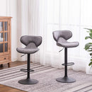Weathered Gray Upholstery Adjustable Swivel Barstools Set