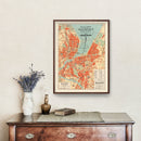 Vintage Map of Geneva, Sweden 1920