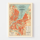 Vintage Map of Geneva, Sweden 1920