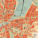 Vintage Map of Geneva, Sweden 1920