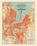 Vintage Map of Geneva, Sweden 1920