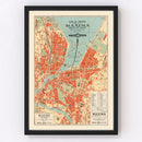 Vintage Map of Geneva, Sweden 1920