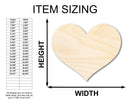 Unfinished Wood Classic Heart | Valentines Day | Weddings | Craft Cutout | Up to 46"