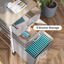 Mobile File Cabinet With 3 Drawers Rolling Printer Stand Light Grey