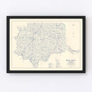 Vintage Map of Bryan County, Oklahoma 1936