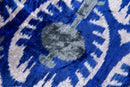 Handmade Velvet Throw Pillow - 16x16 Inches, Naturally Vegetable-Dyed, Premium Down Feather Insert - Blue and Gray Ikat Pattern, Luxury Home Decor Accent