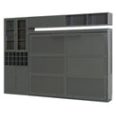 Queen Size Murphy Bed Wall Bed with Sofa , Shelves USB & Light ,Gray
