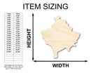 Unfinished Wood Kosovo Country Shape - Southeast Europe Craft - up to 46" DIY