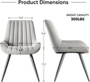 Grey Upholstered Dining Chairs Set Of 4 With Thick Cushions And Metal Legs