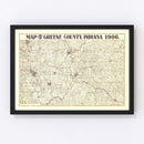 Vintage Map of Greene County, Indiana 1906