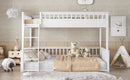 Full XL over Queen Bunk Bed with Ladder and Guardrails, White