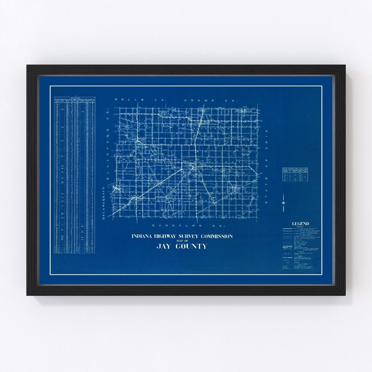 Vintage Map of Jay County, Indiana 1936