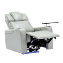 Modern PU Leather Power Recliner with Cooling Cup Holder, Bluetooth Speaker, LED Lights, USB Ports, Tray Table, Arm Storage, Grey