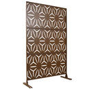 Freestanding Decorative Metal Privacy Screen for Deck Balcony Patio, Brown, Steel, 76' H x 48' W