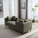 77.95'' Wide Modern Double-Sided Upholstered Chaise Lounge Indoor,Chenille Fabric Sleeper Sofa Couch With 4 Throw Pillows, Daybed with Rubberwood Legs For Living Room, Bedroom, Apartment,Green