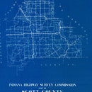 Vintage Map of Scott County, Indiana 1936