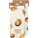 Practice What You Peach Funny Dish Cloth Towel | Cotton and Linen | Embroidered Text | 18" x 28"