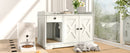 GO Cat Litter Box Enclosure, Litter Box Furniture Hidden with Cat Litter Mat, Indoor Cat House with Storage Drawer Side Table, Farmhouse Style Cat Box Cabinet for Living Room, White