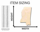 Unfinished Wood Mississippi Shape - State - Craft - up to 46" DIY