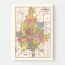 Vintage Map of Indianapolis, Indiana 1938