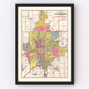 Vintage Map of Indianapolis, Indiana 1938