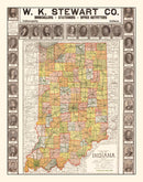 Vintage Map of Indiana 1918