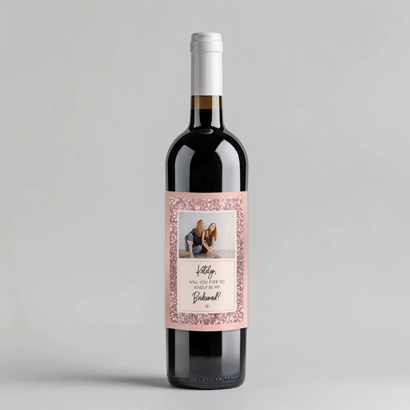 Rose Gold Bridesmaid Wine Label