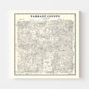 Vintage Map of Tarrant County, Texas 1885