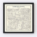 Vintage Map of Tarrant County, Texas 1885