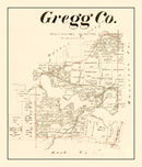Vintage Map of Gregg County, Texas 1887