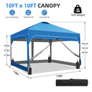 Ainfox 10ft x 10ft Pop Up Canopy Beach Tent with 4 Removable Clear PVC Sidewalls for Events, Parties, Camping