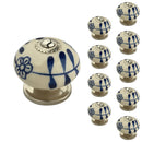 Mascot Hardware Flowered Elegant 1-3/5 in. Blue & Cream Cabinet Knob (Pack of 10)
