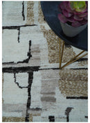 Fossil Custom Made Contemporary Brown Hand knotted Wool Rug