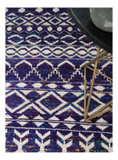 Hand Knotted Blue and White Modern Contemporary Southwestern Tribal Trellis Recycled Silk Area Rug | OP6