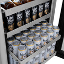 ZLINE 24" Touchstone 151 Can Beverage Fridge Black Stainless Steel Glass Door Champagne Bronze Handle RBSOZ-BS-24-CB