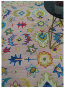 Vibrant Colorful Pink, Olive and Blue Oriental Oushak Hand Tufted Multi Size area rug